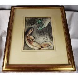 Eve Incurs God's Displeasure, Original Lithograph from Verve 37/38 in Large Gilt Frame